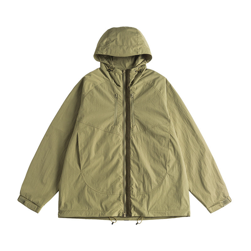 Fashionable Zip-Up Hooded Outdoor Jacket