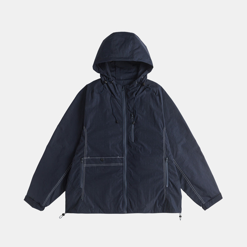 Loose Hood Zipper Outdoor Windproof Jacket